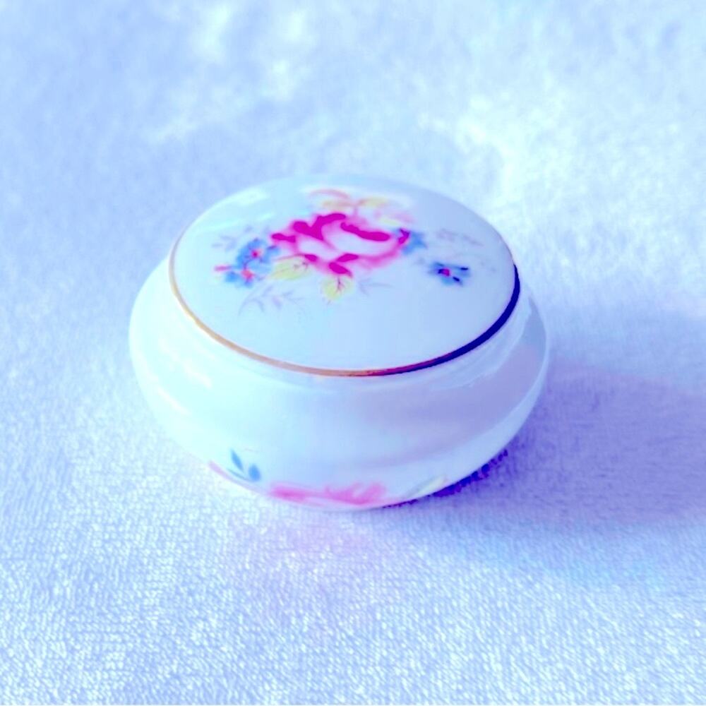 Trinket Box Vtg Coalport Bone China Lid England Flower Vanity Hand-Painted Sign